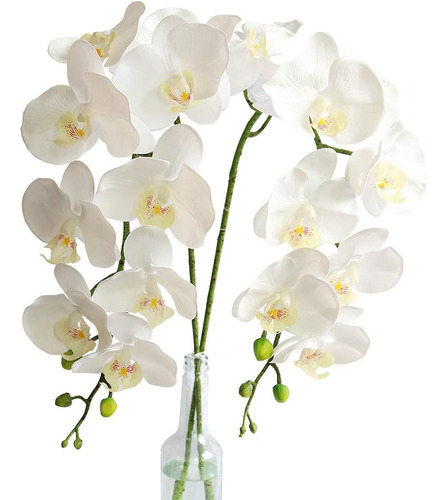 2 Tallos De Orquídeas Artificiales De Tacto Real, Orquídeas 