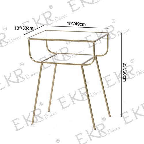 Ekr Mesita Noche Auxiliar Vidrio Templado Para Dormitorio