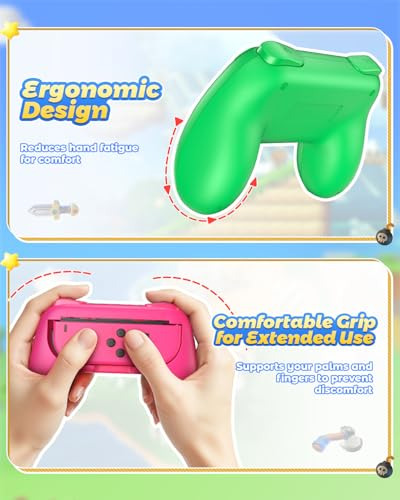 Fyoung Hand Grips Para Switch Joy-con - Pack De 2 Verde/rosa