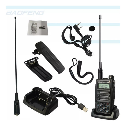 Kit 2 Rádio Baofeng Uv-16 Pro V2 Tri Band Vhf/uhf Cor Preto