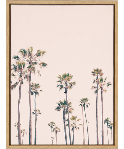 Kate And Laurel Sylvie Pink Palm Tree Paradise Framed Canvas