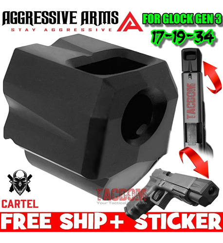 Compensador Muzzle Brake Glock 25 17 19 Gen 1-3 Recoil Reduc