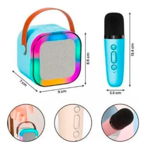 Parlante Portátil Bluetooth K12 Karaoke Con 2 Micrófonos Rgb