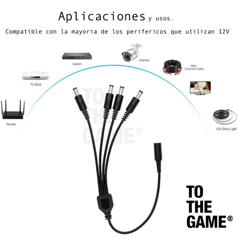 Imagen 3 de 6 de Splitter Pulpo Alimentación 1x4 Cctv Camaras Plug Led Dc 12v