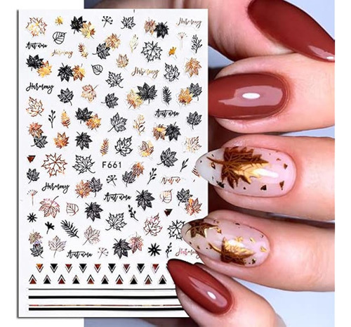 ~? Pegatinas De Arte De Uñas De Otoño Calcomanías 8 Hojas Ho