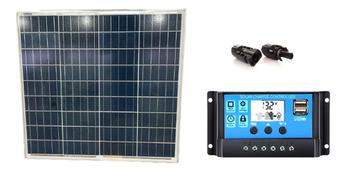 Painel Placa Célula Energia Solar 50 Watts + Controlador 10a