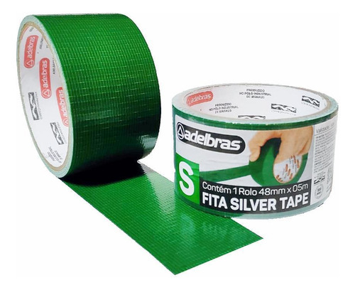 Kit 5 Fitas Adesiva Silver Tape Alta Fixação 48mmx5m Verde