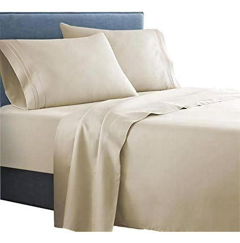Sabana Clara Clark Premier 1800 Hilos 4pc Todas Las Medidas Color Crema Diseño De La Tela Liso