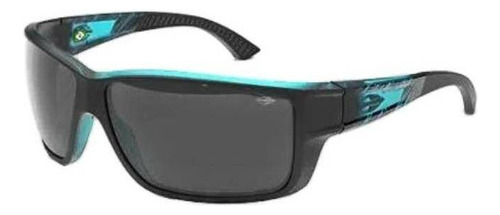Óculos de sol Mormaii Joaca 3 One size armação de grilamid cor preto/azul-fosco, lente cinza de policarbonato clássica, haste preto/azul-fosco de grilamid
