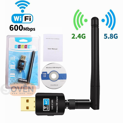 Receptor Adaptador Antena Wifi Inalambrico Usb 600 Mb Antena