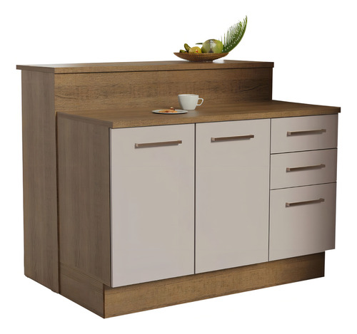 Isla Cocina Con Encimera Y Mostrador Madesa Ágata 120cm Mc Color Marrón/Crema