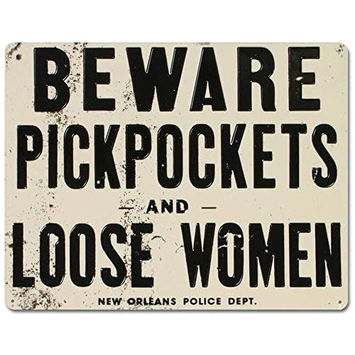 Cartel Vintage  Cuidado Carteristas Y Mujeres Sueltas  ...