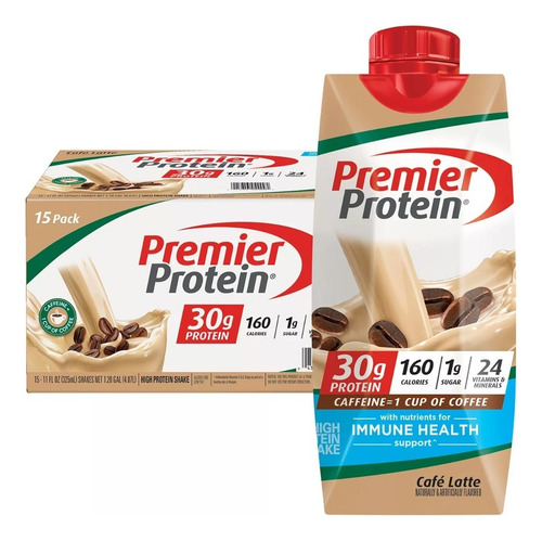 Premier Protein Café Latte Café Latte Pack/15 Malteadas Cafe Latte