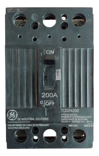 Disjuntor Nema Ge 200a Bipolar Bifásico Termomagnético