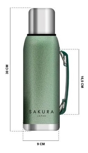 Imagen 4 de 6 de Termo Sakura 1 Litro Con Tapón Cebador De Acero Inox Q17