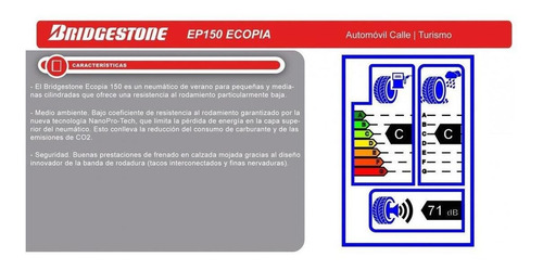 Imagen 2 de 8 de Neumático Bridgestone 195/65 R15 91h Ecopia Ep150 Ar