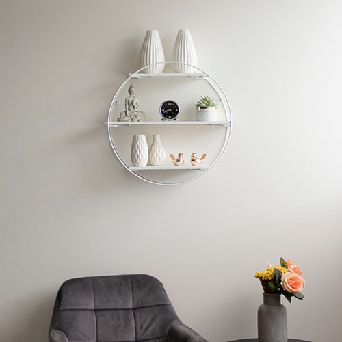 Imagen 3 de 6 de Repisas Moderna Circular 46x46x16 Cm Blanco