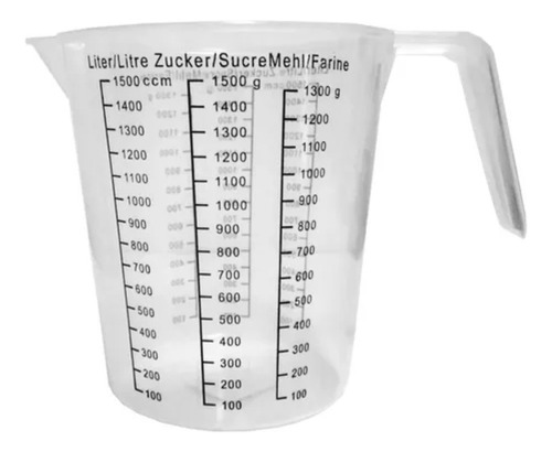 Jarra Taza Medidora 1500 Ml 1.5 Litros Plástica 7 Tazas