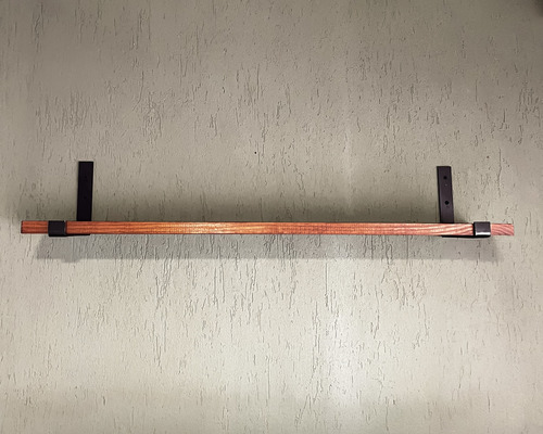 Estante Industrial Madera Solida Mensulas De Hierro Colores Nogal