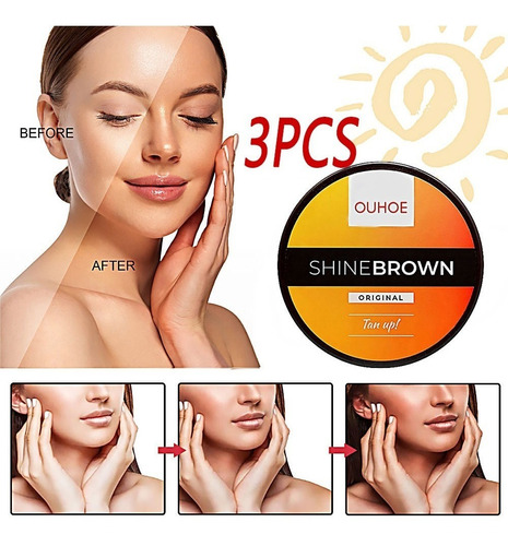 3 Pcs Crema Aceleradora Del Bronceado Shine Brown (100g)