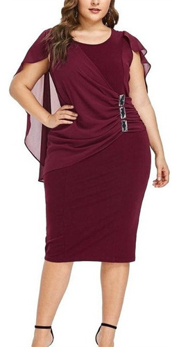 1 Vestido De Talla Grande Con Cuello En O De Color Sólido