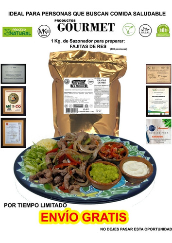 Sazonador Para Preparar Fajitas De Res 1kg Especias Kosher