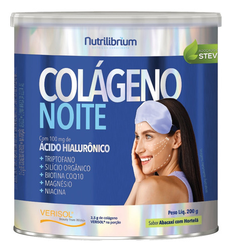 Colágeno Noite Triptofano Magnésio Niacina 200g Nutrilibrium Sabor Abacaxi Com Hortelã
