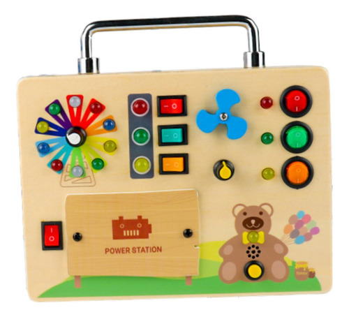 Tablero De Actividades De Madera Con Luces Led, Juguete D