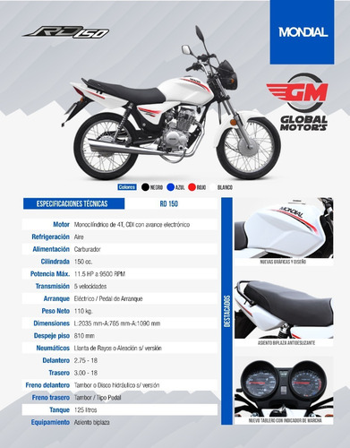 Imagen 9 de 10 de Mondial Rd 150 - Global Motor's Corrientes