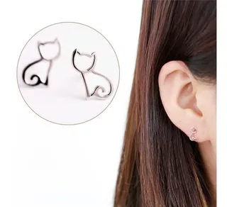 Aretes De Plata Mujer Novia Regalo Gato Mascota Cat