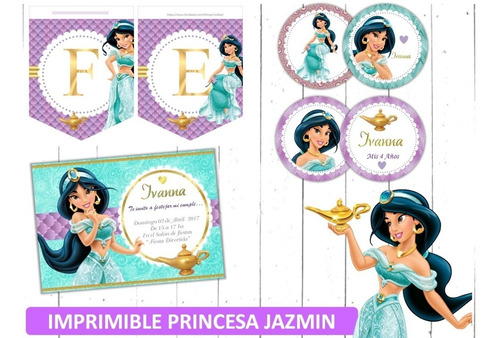 Kit Imprimible Princesa Jazmín Aladdin