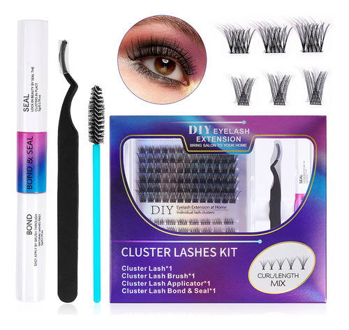 Kit De Extensiones De Pestañas 30d+40d Magefy Lash Curvatura D 8-13mm Mixtas Con Pegamento Y Rizador De Pestañas+cepillo Para Pestañas Individuales Kit Completo Diy Adhesivo Para Pestañas Estilo 1