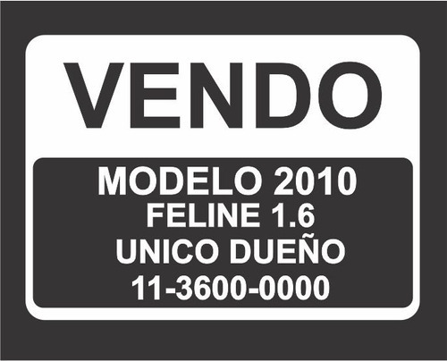 Cartel De Vendo Auto Calco Blanco 