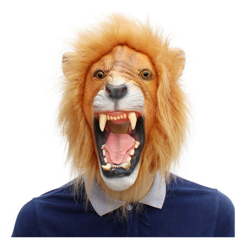 Máscara De Látex Divertida Con Diseño De León Animal Para Ha
