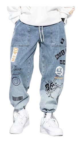 Leggins Holgados De Graffiti Con Dibujos Animados De Jeans