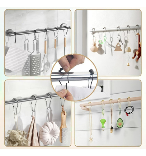 Set De 6 Ganchos Para Cortina De Baño Anillos Aros Argollas