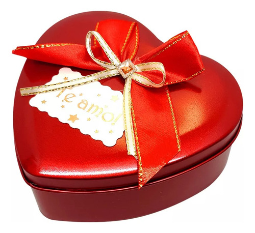 Pack De 4 Cajita Corazón Lata Te Amo Rojo 12x11x5cm