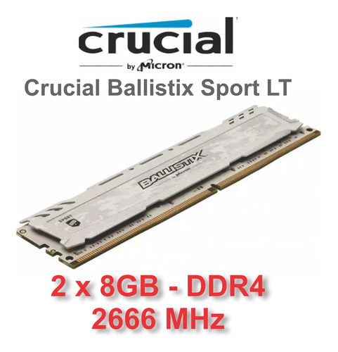 Imagem 1 de 4 de Memória Crucial Ballistix Sport Lt Branca - 16gb (2x8gb)