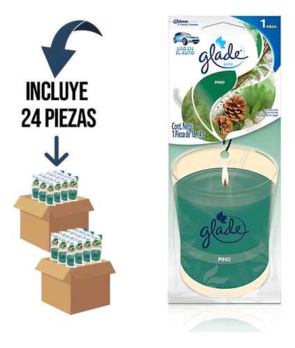 24 Pz- Glade Papel Aromatizante P/carro 18.14g Pino