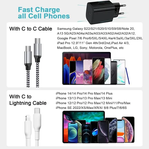 Adaptador Usb C, Adaptador De Enchufe Europeo, Paquete De 2