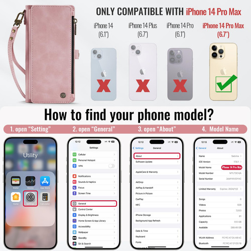 Funda Wallet Defense Compatible Con iPhone 14 Pro Max, Color