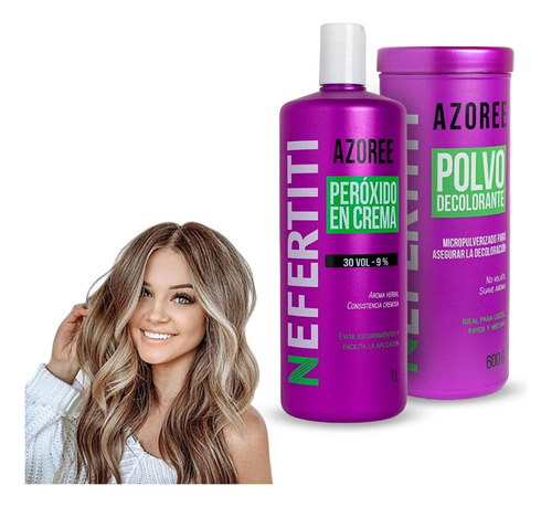 Kit Polvo Decolorante Para Cabello + Peroxido 600g Nefertiti