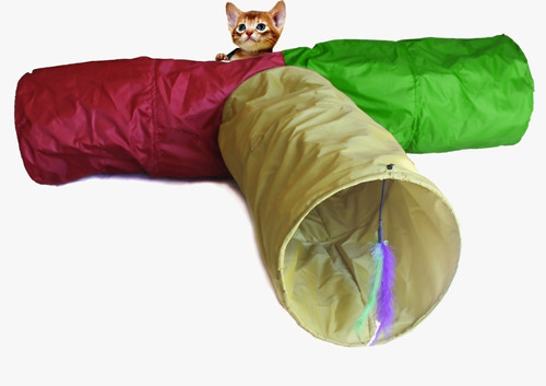 Juguete Túnel Triple Escondite Para Gatos Zootec Plegable