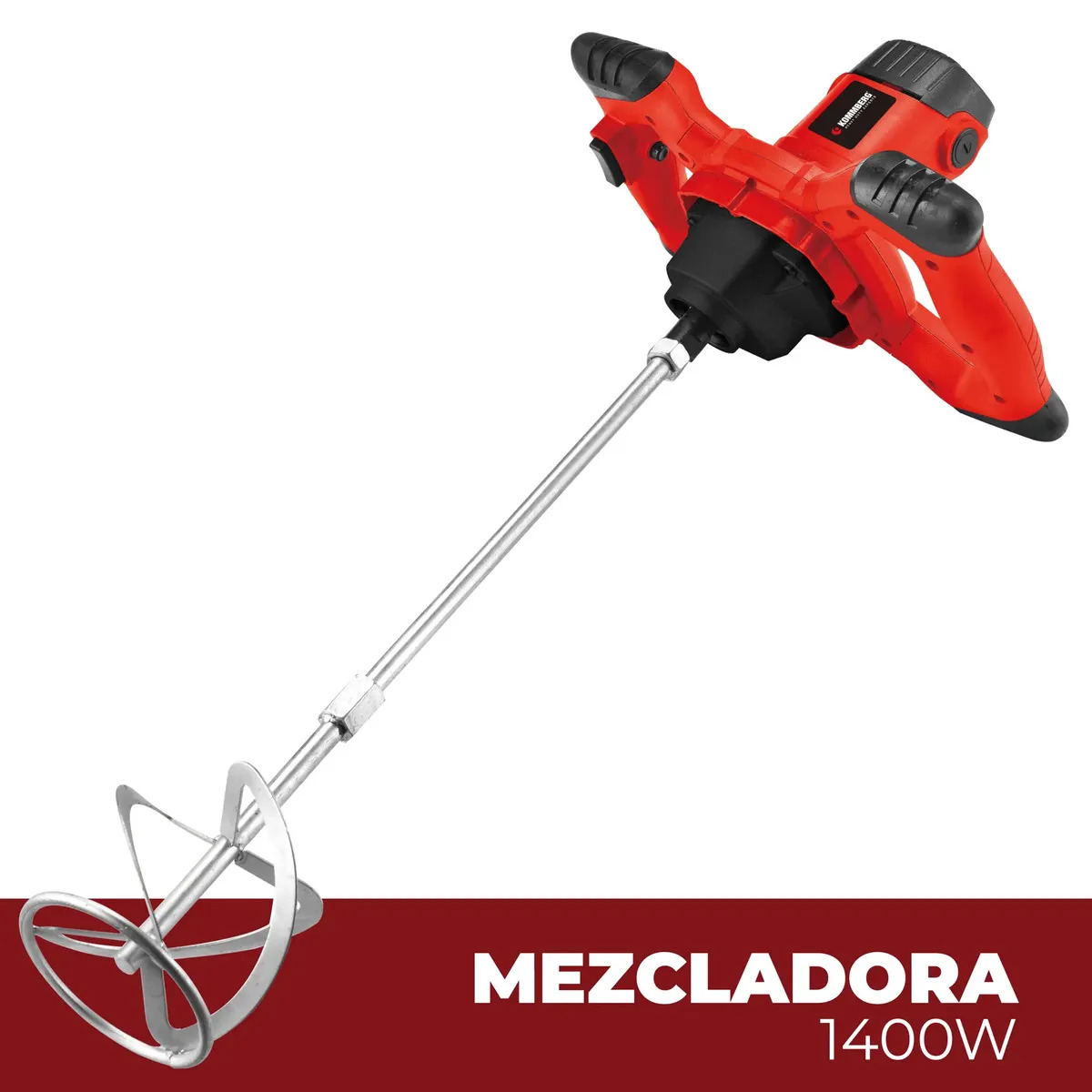 Mezclador Eléctrico Kommberg 1400 W 800 Rpm Alimentos Pintura Cemento 120mm Kb-mx1400