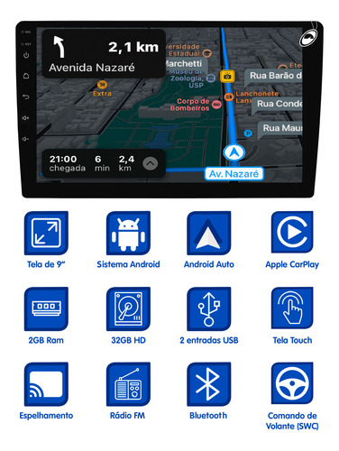 Multimidia 9' Android Corsa 02 Até 2012 Android Auto Carplay