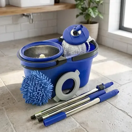 Esfregão Perfect Pro Mop 360° Balde Inox Cabo Longo Microfibra 16L PERFECT por I