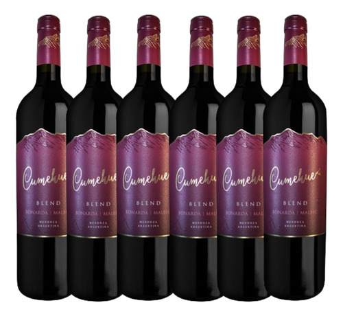 Vino Tinto Cumehue Blend Bonarda Malbec Premium X6 U 750 Ml 