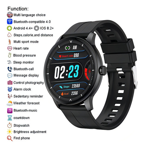 El reloj inteligente Z2 hace y recibe llamadas, fotos en la pantalla, color de la carcasa: negro