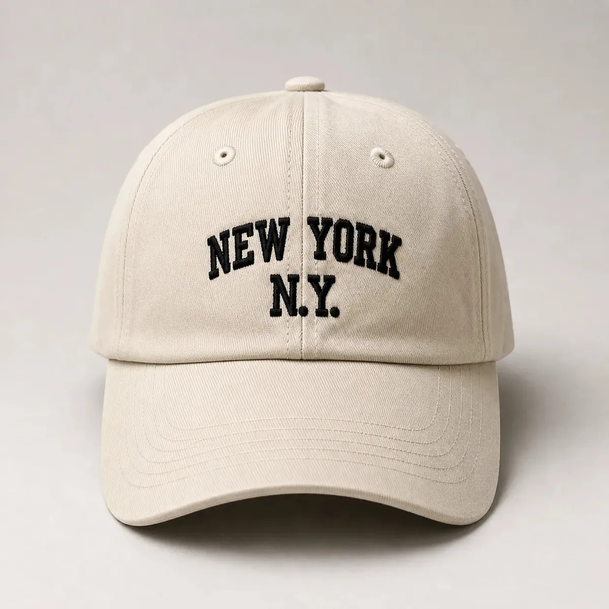 Boné New York N.y Bordado Aba Curva Algodão Regulável Várias Cores Casual Esportivo Masculino Feminino Bege Com Preto Marca Zeltrix