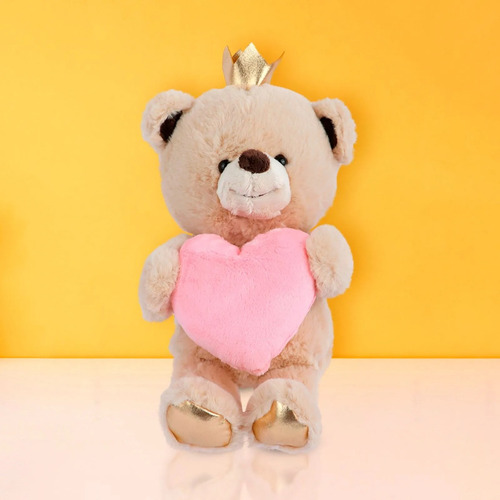 Oso Felpa Ultrasuave Corazon Y Corona 20cm Miniso Love Color Beige
